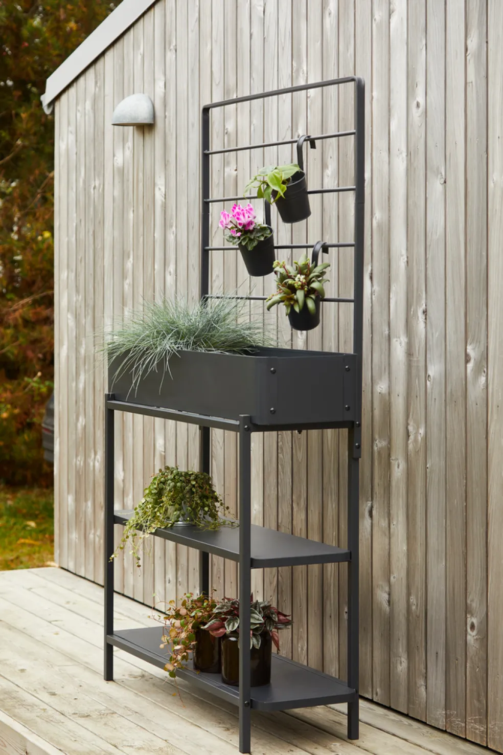 Planteringslåda m/hyllplan & spaljé 94 x 30 x 155 cm Garden