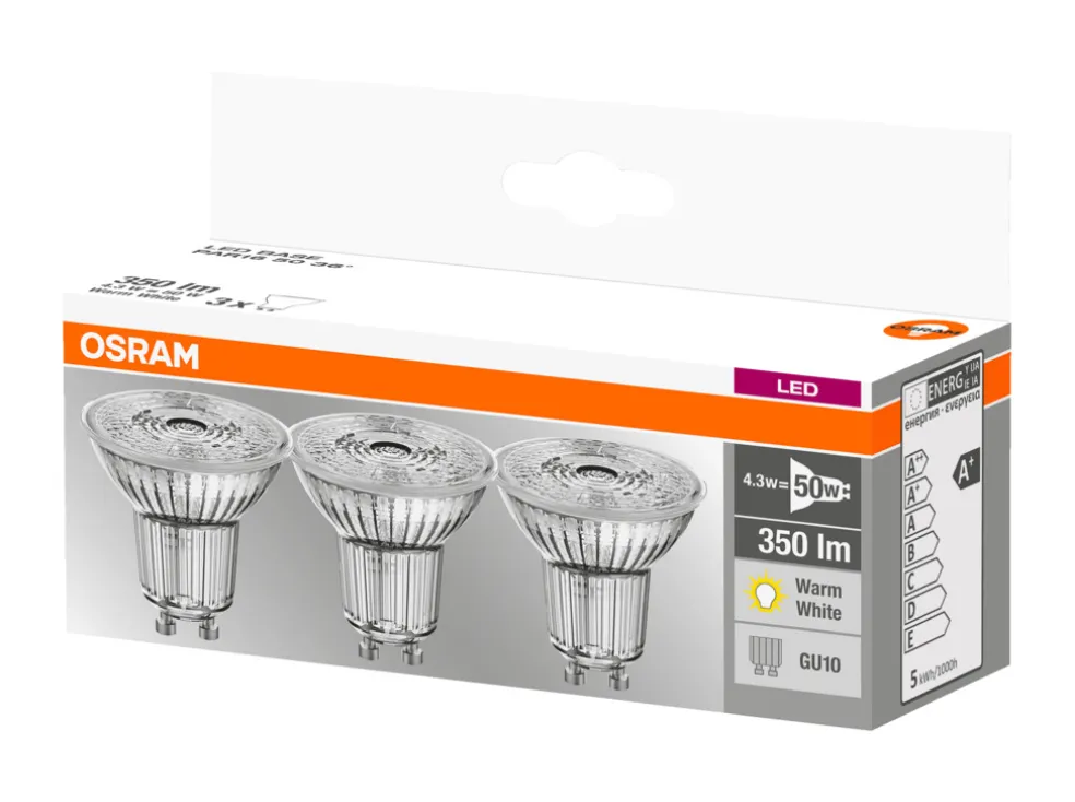 Reflektorlampa LED 4,3W GU10 3-pack Osram