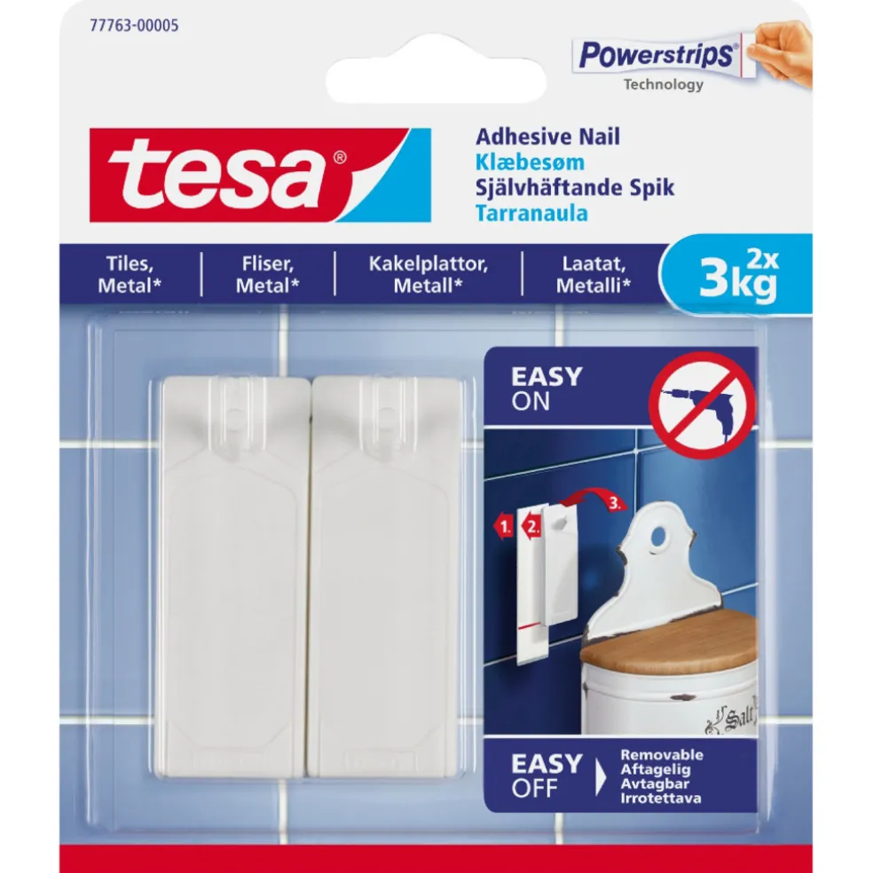 Spik Självhäftande Kakel & Metall 2-pack Tesa