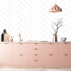Stänkskydd Herringbone Vit 600 x 600 mm Kitchenline