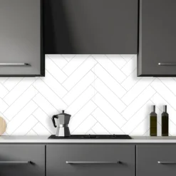 Stänkskydd Herringbone Vit 600 x 600 mm Kitchenline