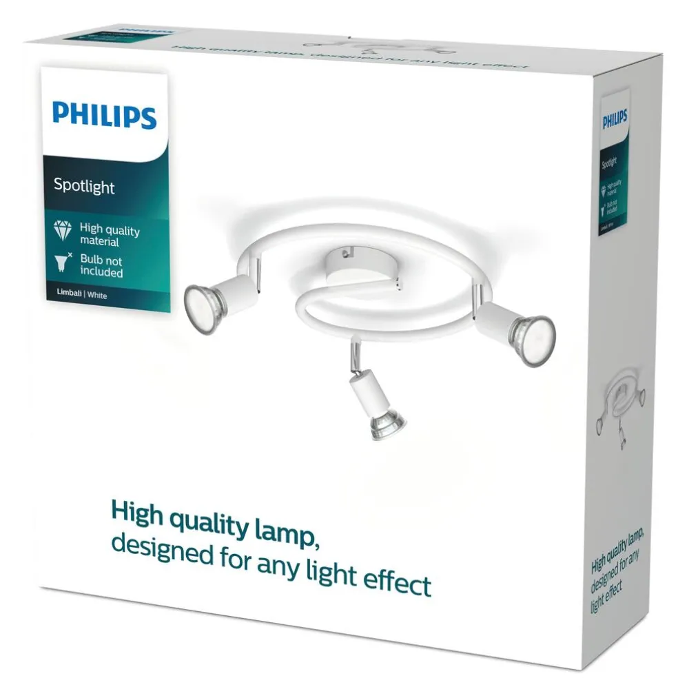 Takspotlight Limbali Spiral 3 spots Vit Philips