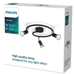 Takspotlight Limbali Spiral 3 spots Svart Philips