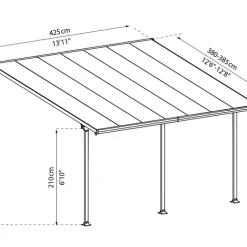 Terrasstak Feria 4 x 4,2 m Antracit Canopia by Palram