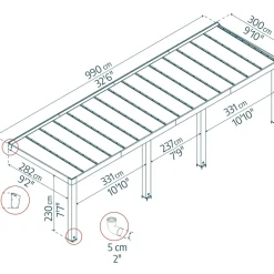 Terrasstak Helsinki Cederträ 990 x 300 cm Canopia by Palram
