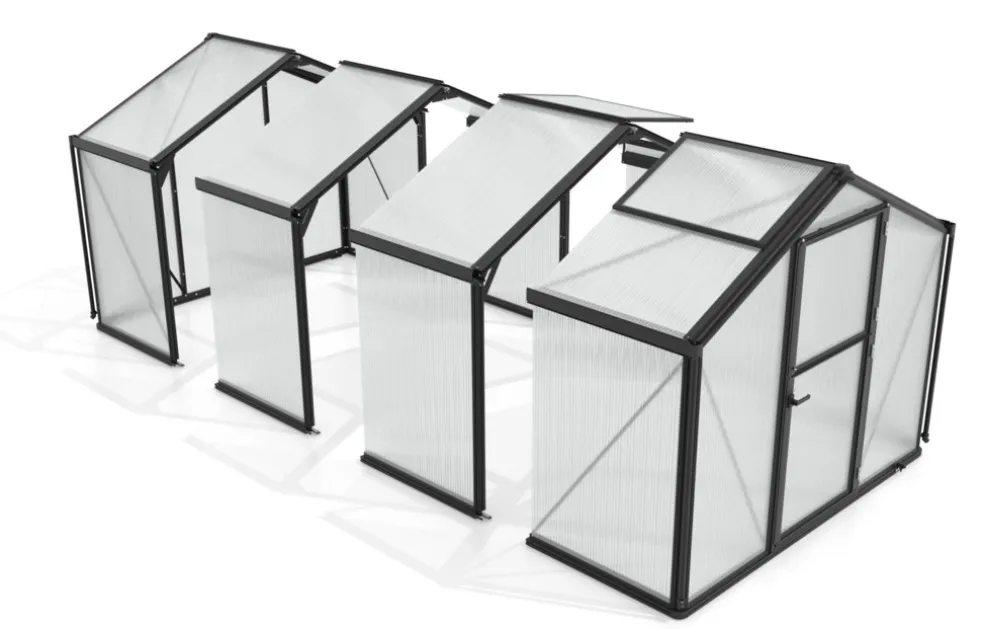 Tillbyggnadsmodul Växthus Deimos Svart Glas/Poly 2,7 m² Vitavia