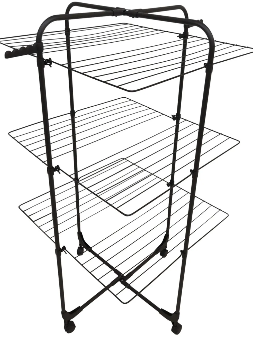 Torkställning på hjul Svart 68 x 68 x 133 cm