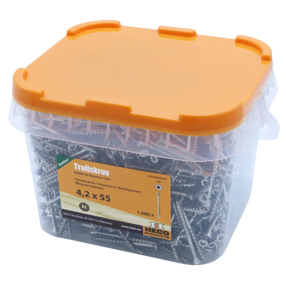 Trallskruv A2 4,2 x 55 mm 1000-pack Heco