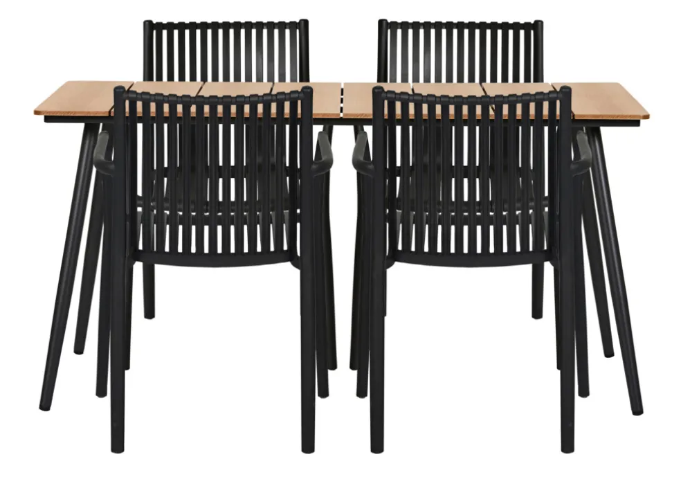 Trädgårdsbord Beijing 148 x 85 x 74 cm Svart/Teak Sunlife