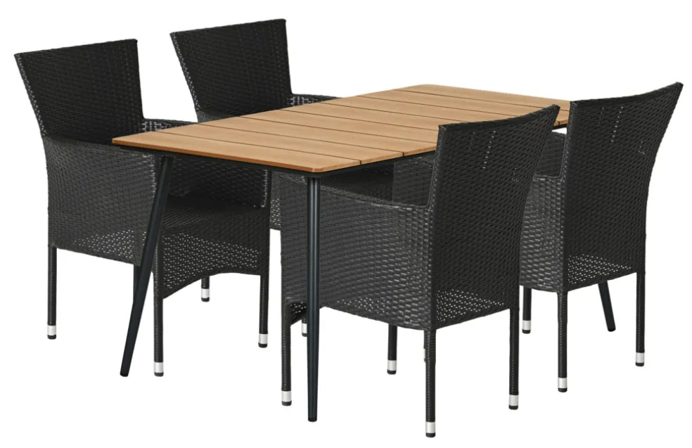 Trädgårdsbord Beijing 148 x 85 x 74 cm Svart/Teak Sunlife