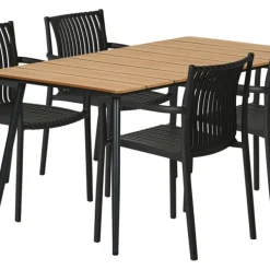 Trädgårdsbord Beijing 148 x 85 x 74 cm Svart/Teak Sunlife