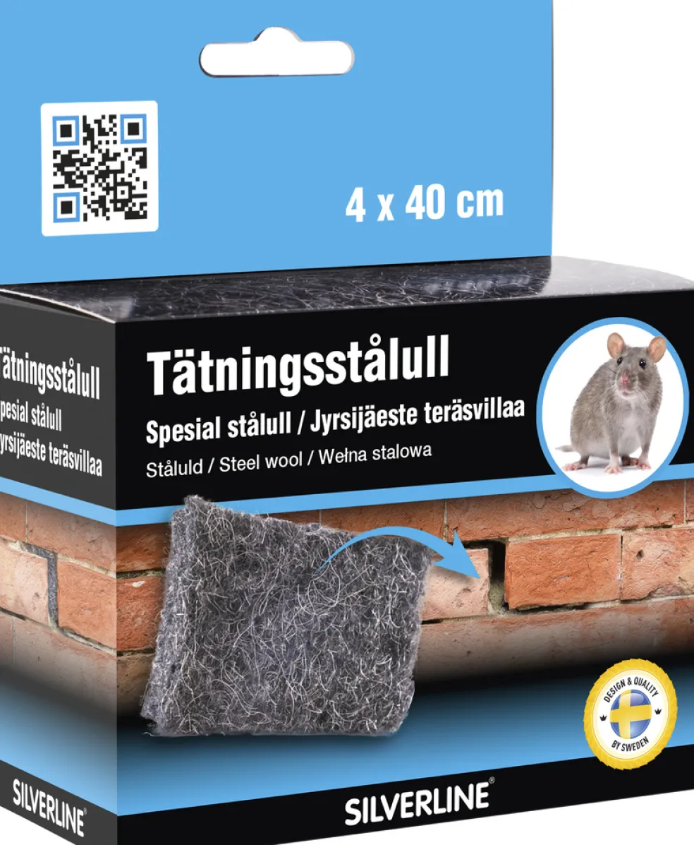 Tätningsstålull Mus & Råtta 4 x 40 cm Silverline