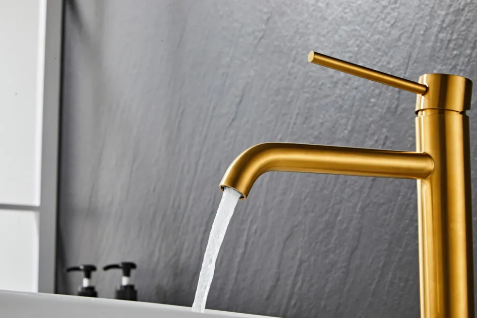 Tvättställsblandare Slim Vinkel Mässing 282 mm