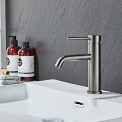 Tvättställsblandare Slim Vinkel Gunmetall 183 mm