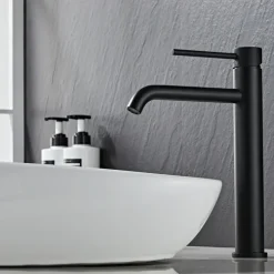 Tvättställsblandare Slim Vinkel Svart 282 mm