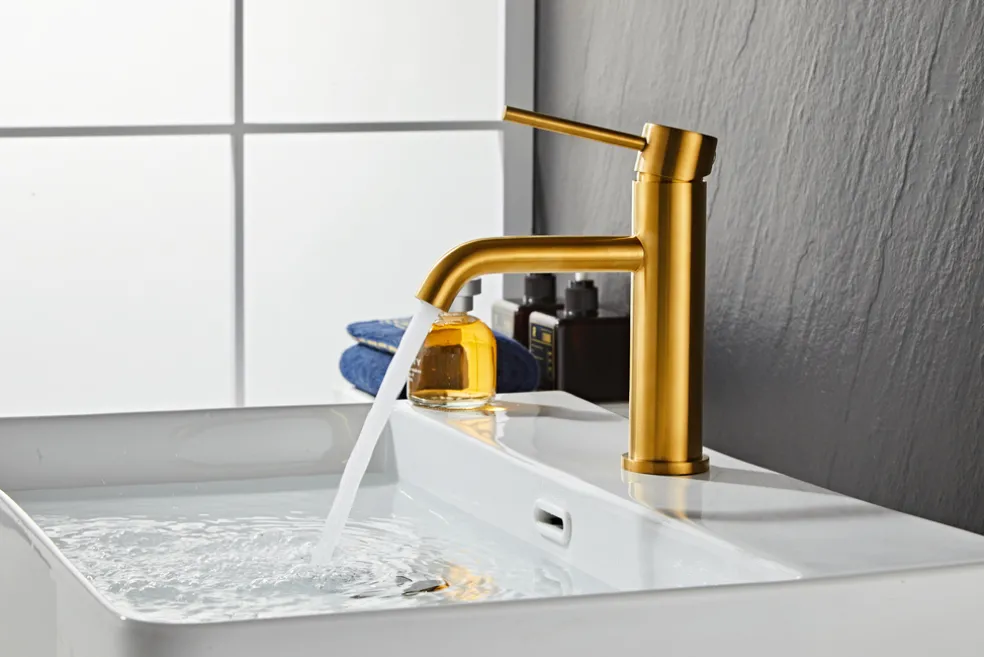 Tvättställsblandare Slim Vinkel Mässing 183 mm