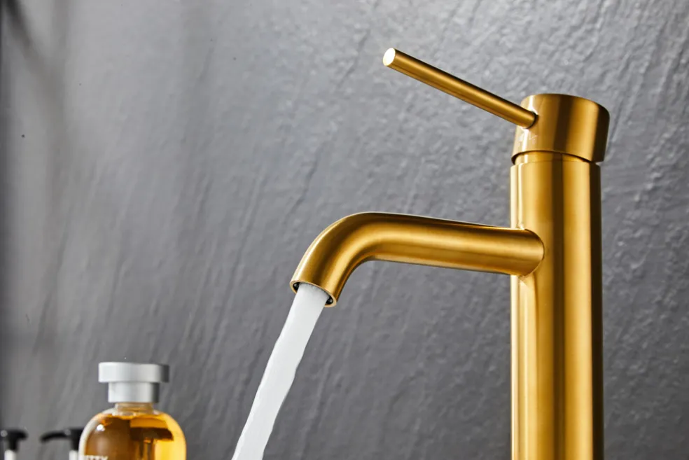 Tvättställsblandare Slim Vinkel Mässing 183 mm