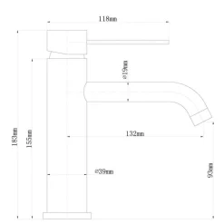 Tvättställsblandare Slim Vinkel Mässing 183 mm