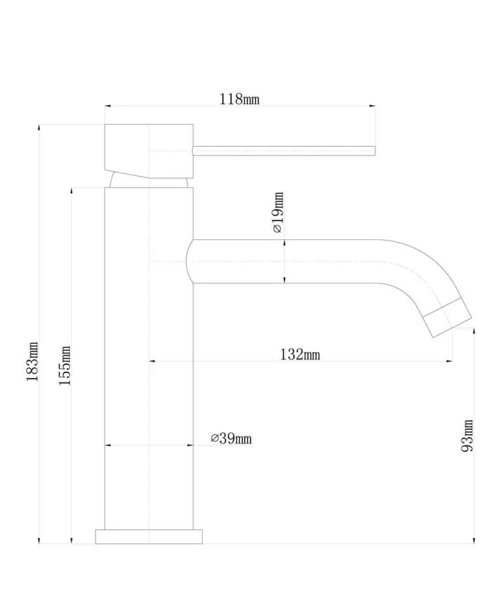 Tvättställsblandare Slim Vinkel Mässing 183 mm
