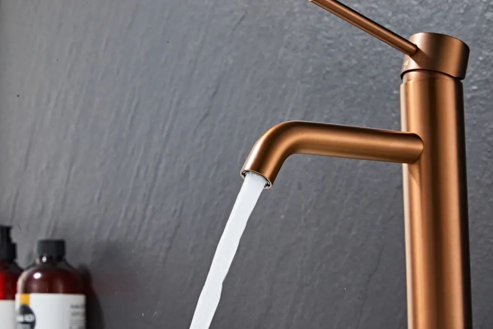 Tvättställsblandare Slim Vinkel Koppar 183 mm