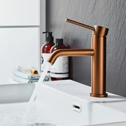 Tvättställsblandare Slim Vinkel Koppar 183 mm