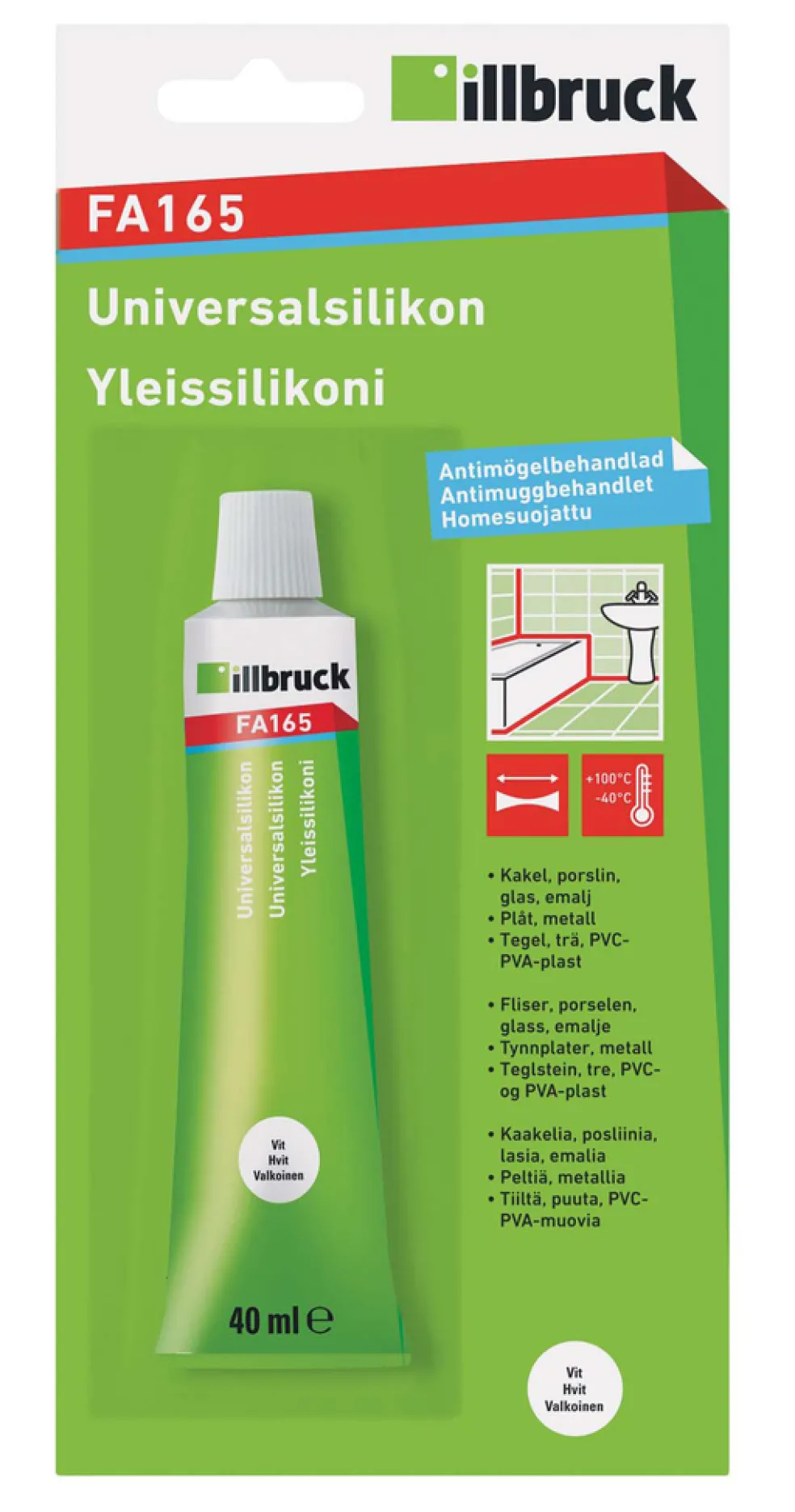 Universalsilikon FA165 Vit 40 ml illbruck