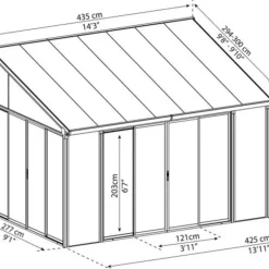 Uterum Sanremo Grå 3 x 4,25 m Canopia by Palram