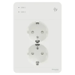 Vägguttag 2-vägs USB Jordat Exxact Schneider Electric