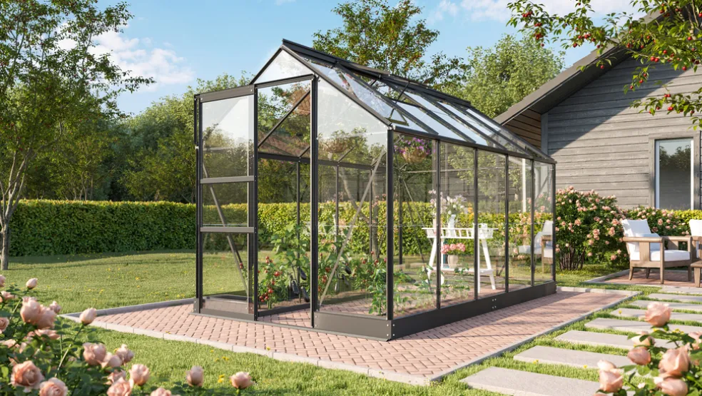 Växthus Apollo 6200 Svart Glas Sockel 6,2 m² Vitavia