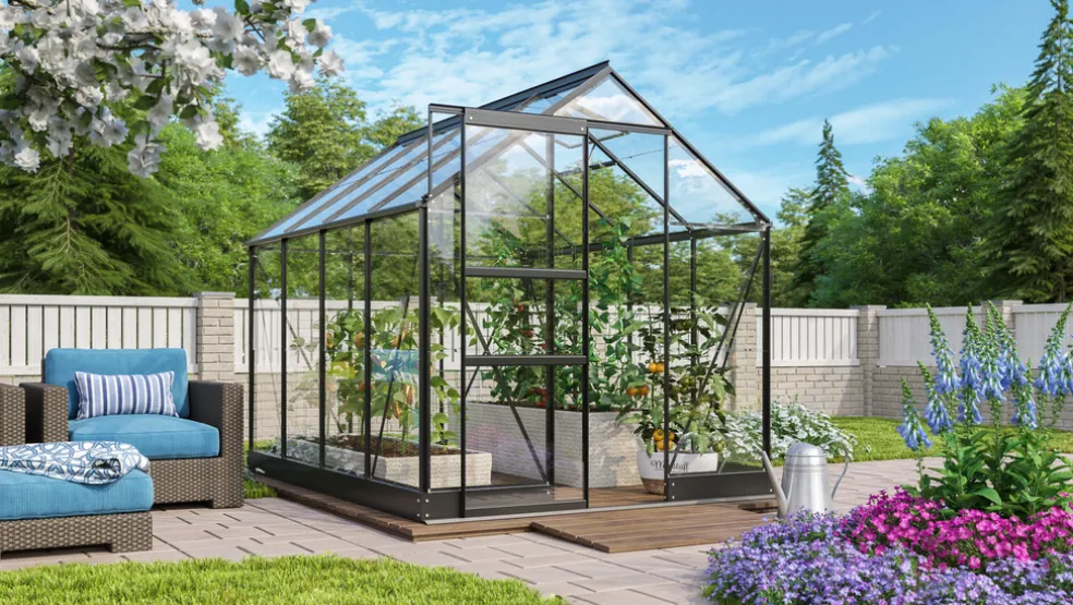 Växthus Apollo 5000 Svart Glas Sockel 5 m² Vitavia