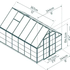 Växthus Balance 8,9 m² Mörkgrå Canopia by Palram