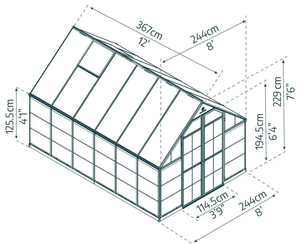 Växthus Balance 8,9 m² Silver Canopia by Palram