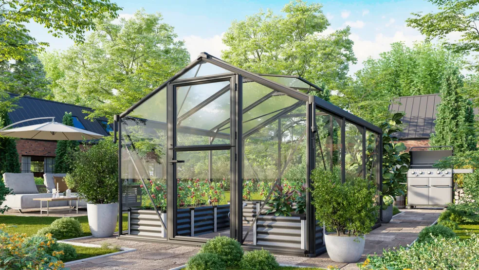 Växthus Deimos 8500 Svart Glas/Poly 8,5 m² Vitavia