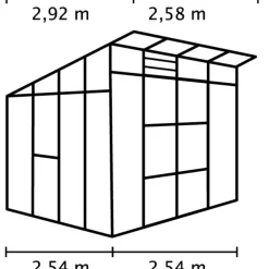 Växthus Freya 7600 Svart Glas/Poly Sockel 7,6 m² Vitavia