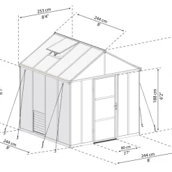 Växthus Glory Premium 6,2 m² Mörkgrå Canopia by Palram
