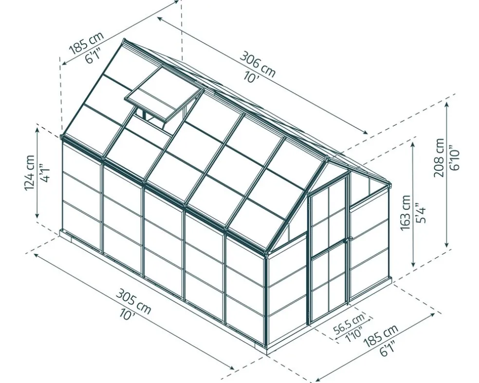 Växthus Harmony 5,7 m² Mörkgrå Canopia by Palram