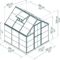 Växthus Harmony 3,4 m² Mörkgrå Canopia by Palram
