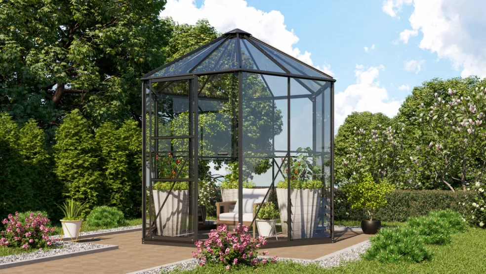 Växthus Hera 4500 Svart Glas Sockel 4,5 m² Vitavia