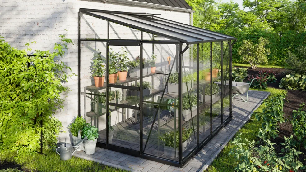 Växthus Ida 5200 Svart Glas/Poly 5,2 m² Vitavia