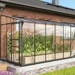 Växthus Ida 7800 Svart Glas/Poly Sockel 7,8 m² Vitavia
