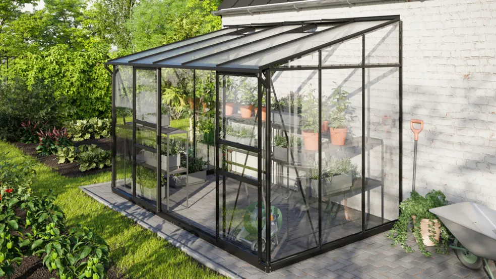 Växthus Ida 6500 Svart Glas/Poly 6,5 m² Vitavia