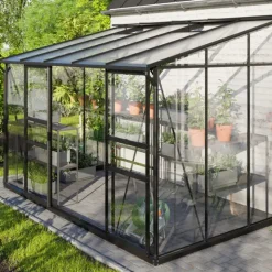 Växthus Ida 6500 Svart Glas/Poly Sockel 6,5 m² Vitavia
