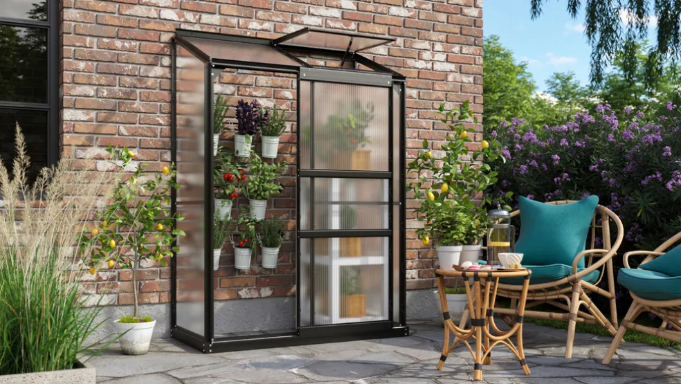 Växthus Ida 900 Svart Poly Sockel 0,9 m² Vitavia