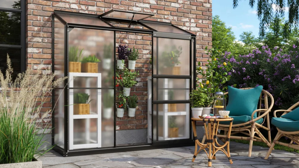 Växthus Ida 1300 Svart Poly Sockel 1,3 m² Vitavia