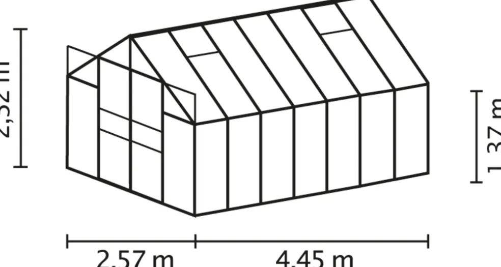 Växthus Mars 1150 Svart Glas 11,5 m² Vitavia