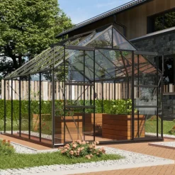 Växthus Mars 8300 Svart Glas Sockel 8,3 m² Vitavia