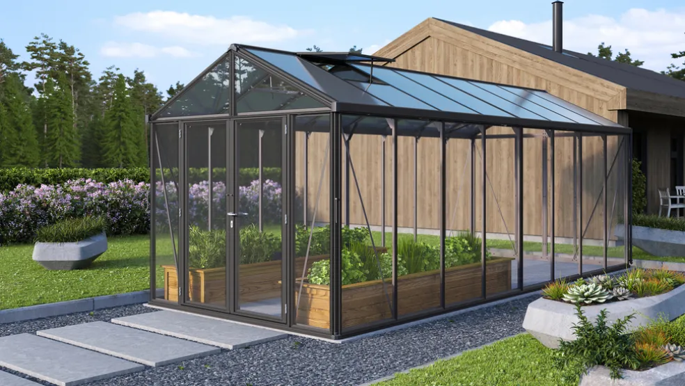 Växthus Poseidon 15700 Svart Glas/Poly 15,7 m² Vitavia
