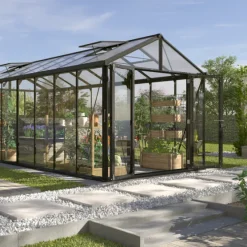 Växthus Poseidon 15700 Svart Glas/Poly 15,7 m² Vitavia