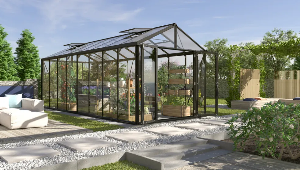 Växthus Poseidon 15700 Svart Glas/Poly 15,7 m² Vitavia