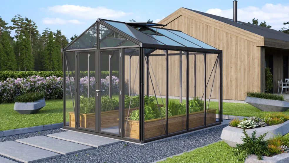 Växthus Poseidon 8100 Svart Glas/Poly 8,1 m² Vitavia
